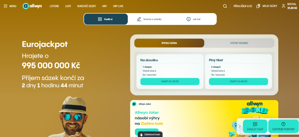 eurojackpot registrace výhry