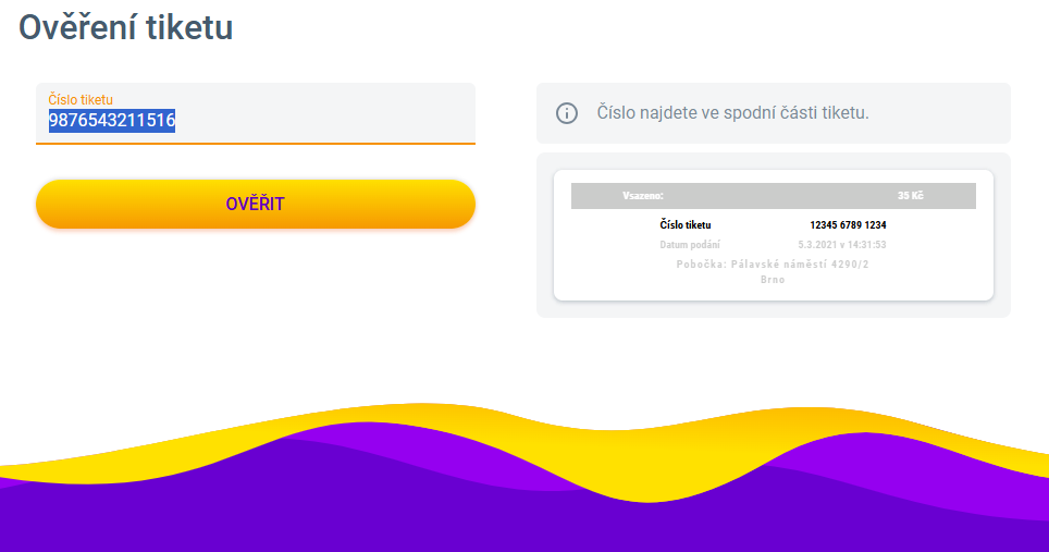 Výsledky Dvacet za 20,- na webu, ověření tiketu