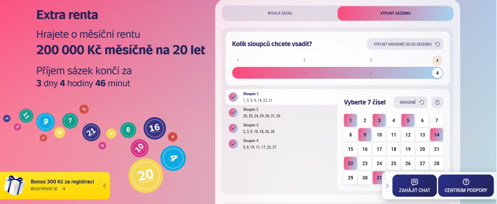 životní výhra extra renta tiket