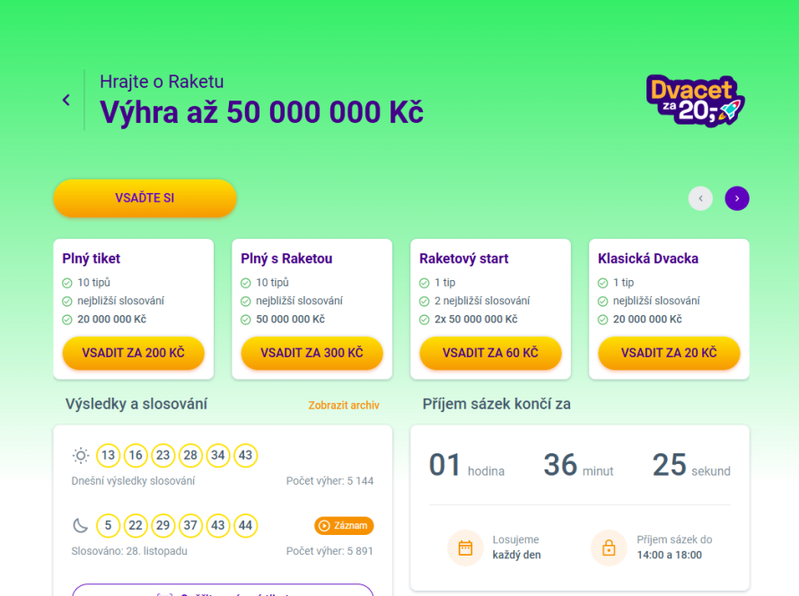 vyhra dvacet za 20 los nahled