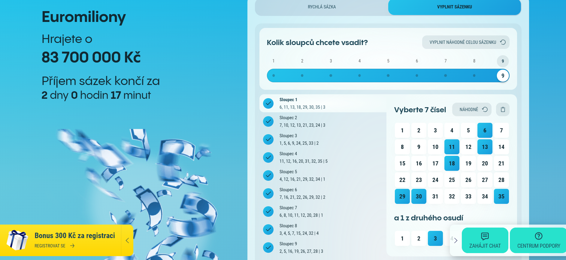 Jak hrát Euromiliony – tiket
