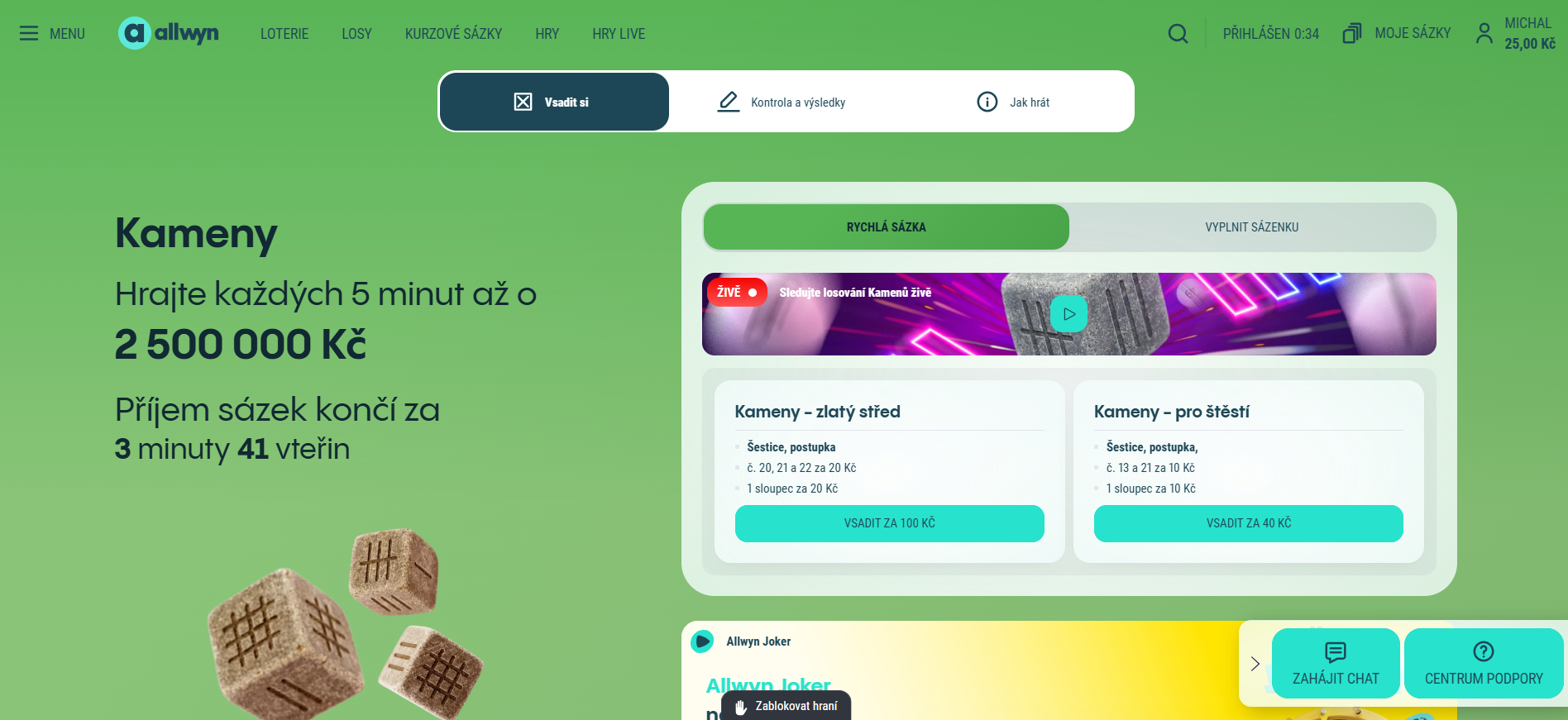 Pravidla loterie Kameny